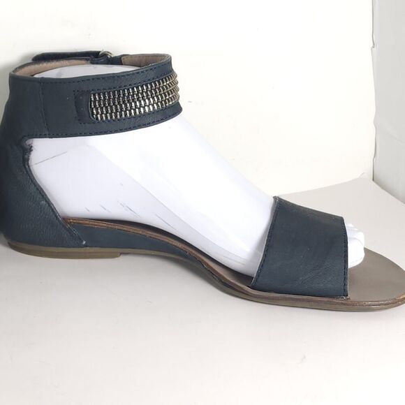 Paul Green Women's Cotie US7,5 AU5 Blue Leather Embellished Ankle Strap Sandals - Picture 7 of 15